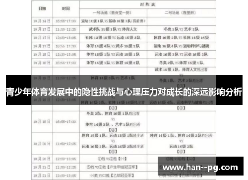 青少年体育发展中的隐性挑战与心理压力对成长的深远影响分析 青少年体育发展中的隐性挑战与心理压力对成长的深远影响分析